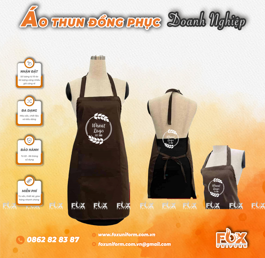 Tạp Dề Đồng Phục Nhà Hàng Hoa Sứ Trắng